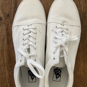 All White Old Skool Vans Size 12